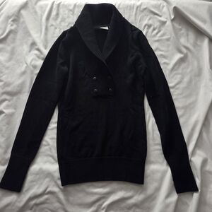 Esprit Y2K Black Cotton Shawl Collar Pullover Sweater S
